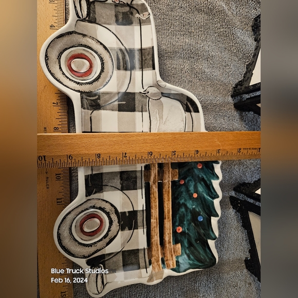 Robert Stanley Buffalo Plaid Black & White Christmas Tree Platter Plate … - Picture 2 of 6